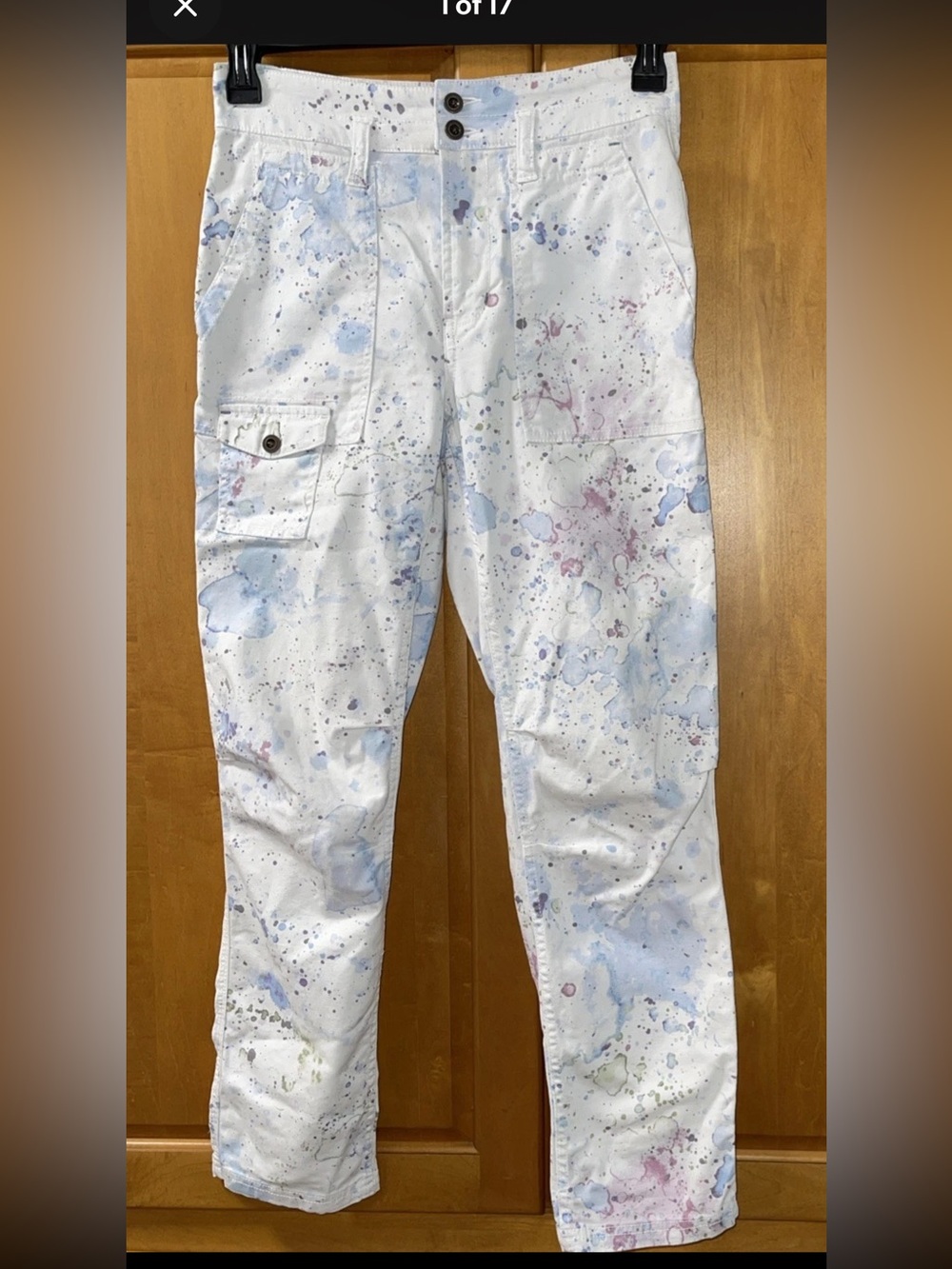 By Anthropologie The Wanderer High Rise Paint Splatter Utility Cargo Jean Sz 25